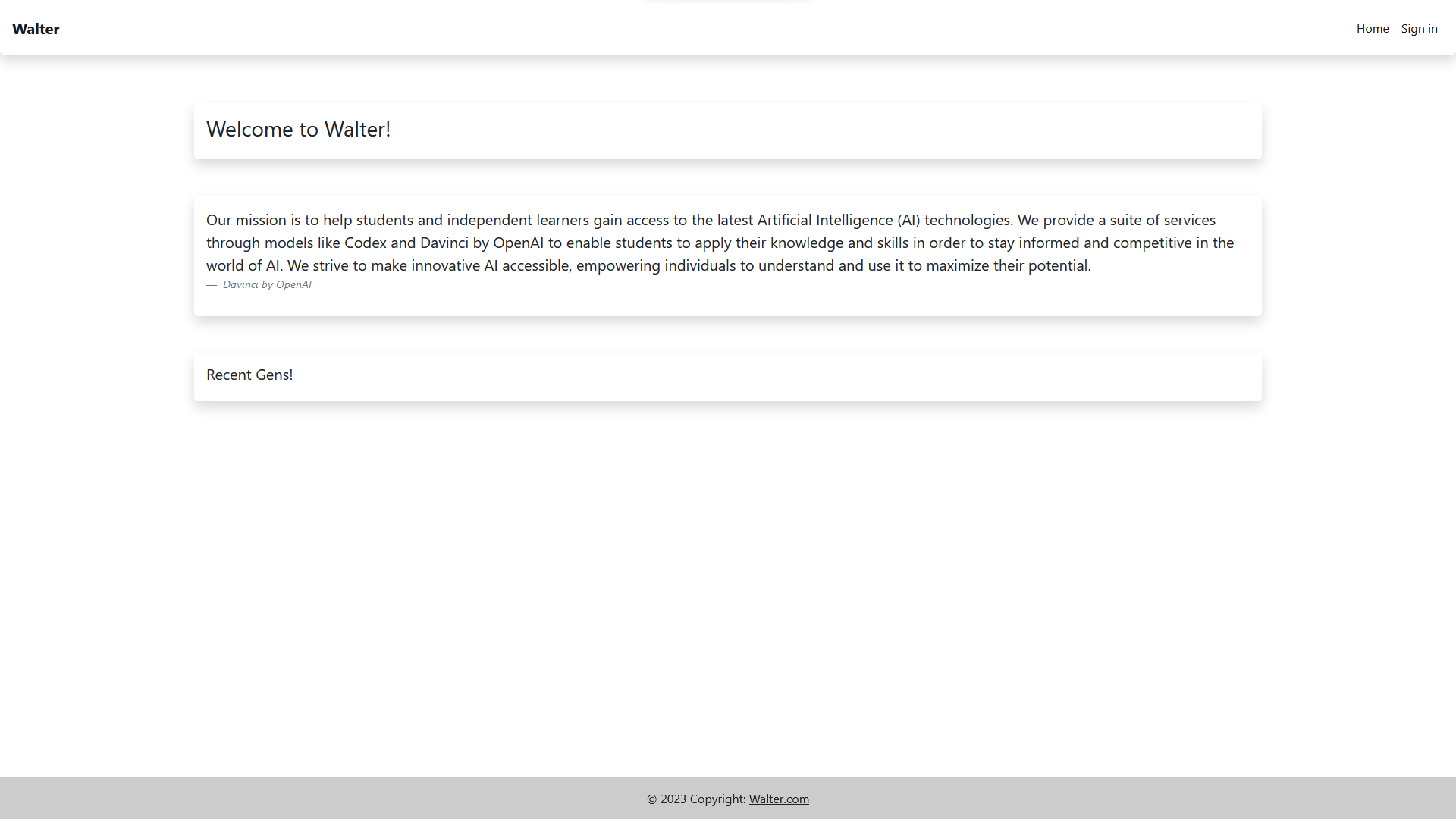 Walter AI marketing card